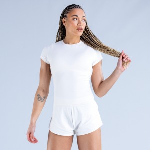 Camiseta DFYNE Origin Fitted Mujer Blancos | 6495-RVFEG