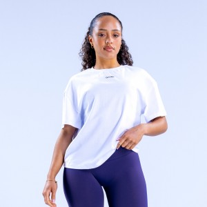 Camiseta DFYNE Revive Boxy Mujer Blancos | 0653-HJTNV