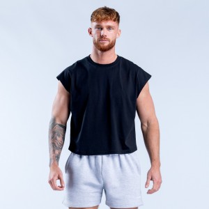Camiseta sin Manga DFYNE Signature Crop Hombre Negros | 9234-GSLQR