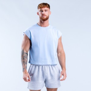 Camiseta sin Manga DFYNE Signature Crop Hombre Azules | 6415-NJPQS