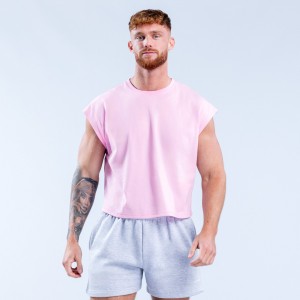 Camiseta sin Manga DFYNE Signature Crop Hombre Rosas Claro Rosas | 0674-CNHOW