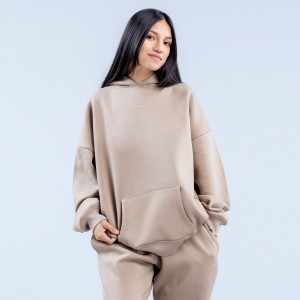 Sudadera con Capucha DFYNE Revive Heavy Weight Mujer Beige | 9546-JXIKA