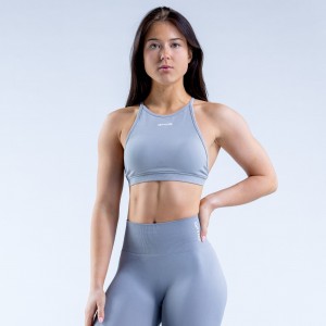 Sujetador Deportivo DFYNE Dynamic High Neck Backless Mujer Grises Claro | 0843-UTPZG