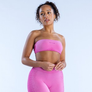 Sujetador Deportivo DFYNE Ignite Bandeau Mujer Rosas | 8951-JHCPE
