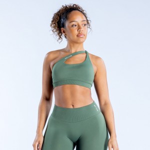 Sujetador Deportivo DFYNE Impact Asymmetric Mujer Verdes | 9274-QZJFO