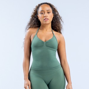 Top DFYNE Impact Longline Strappy Mujer Verdes | 2810-VLWRO