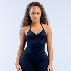 Top DFYNE Impact Longline Strappy Mujer Negros | 2794-MYEQN