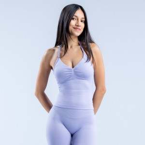 Top DFYNE Impact Longline Strappy Mujer Morados | 2476-CLJDP