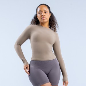 Top DFYNE Origin Fitted Long Sleeve Mujer Kaki | 8607-AMRZG