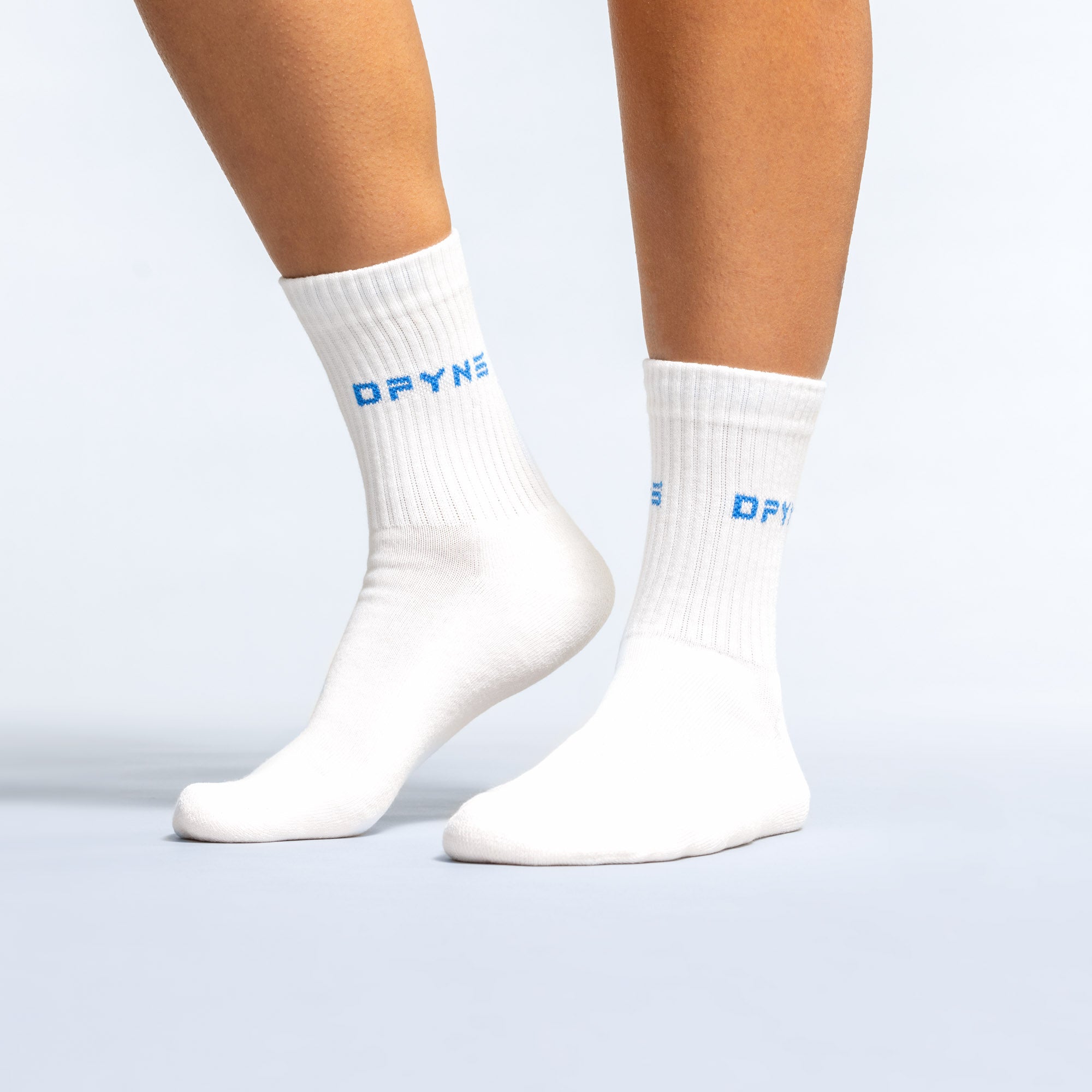 Calcetines DFYNE Revive Crew Mujer Blancos Azules | 9562-ECDVY