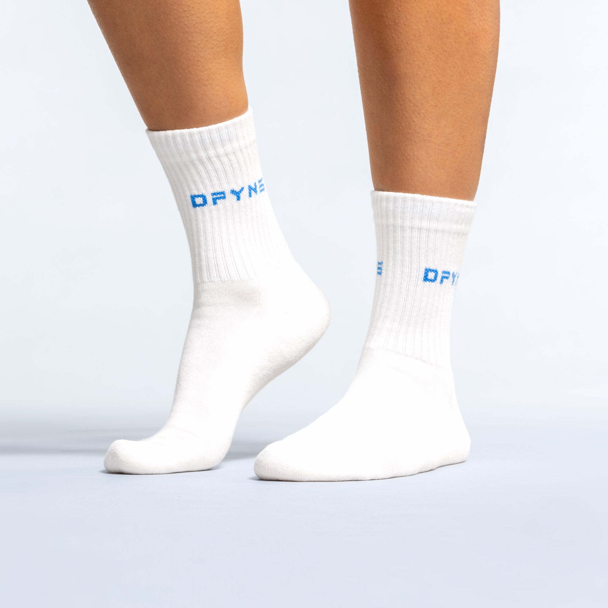 Calcetines DFYNE Revive Crew Mujer Blancos Azules | 9562-ECDVY