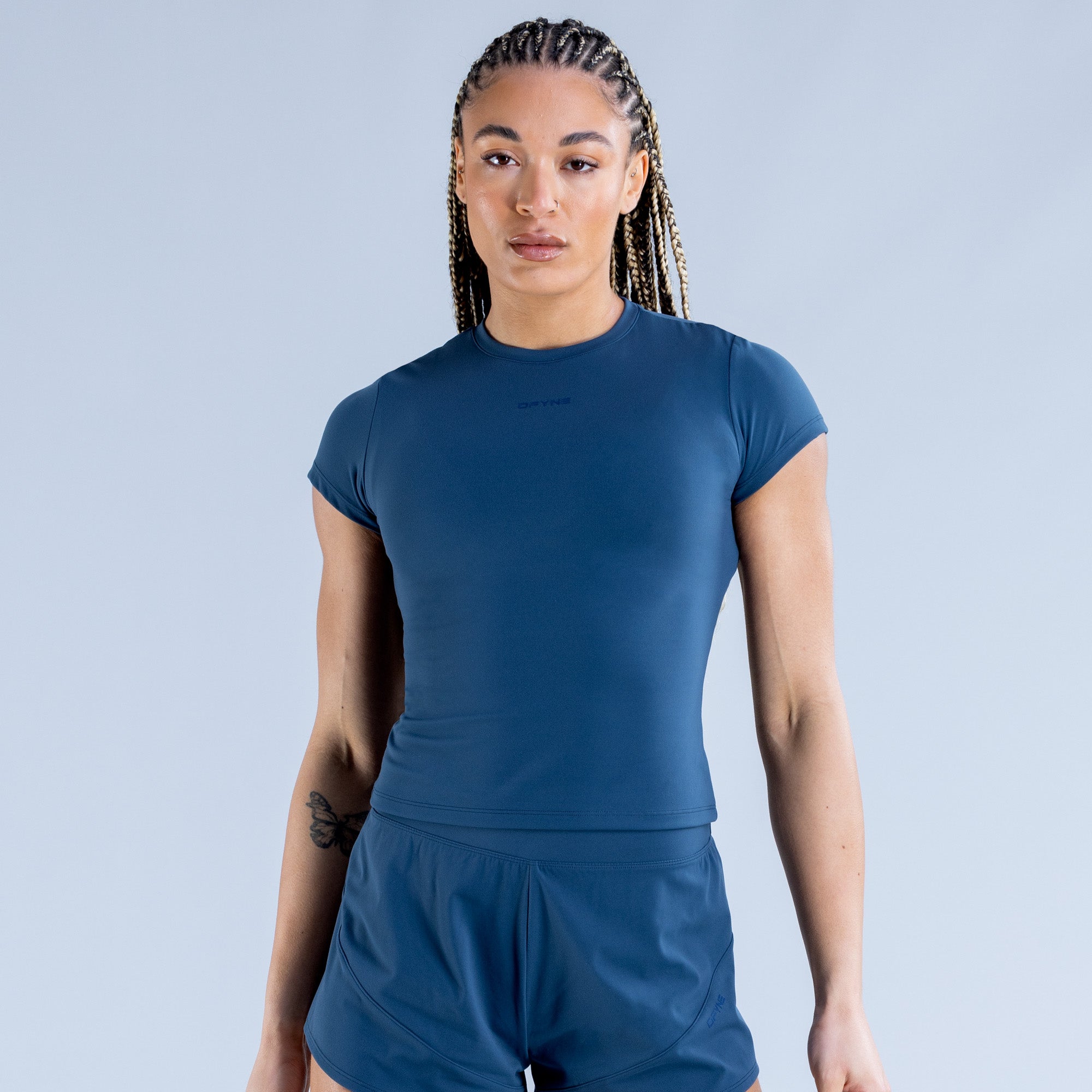 Camiseta DFYNE Origin Fitted Mujer Azules | 8375-BWPNY