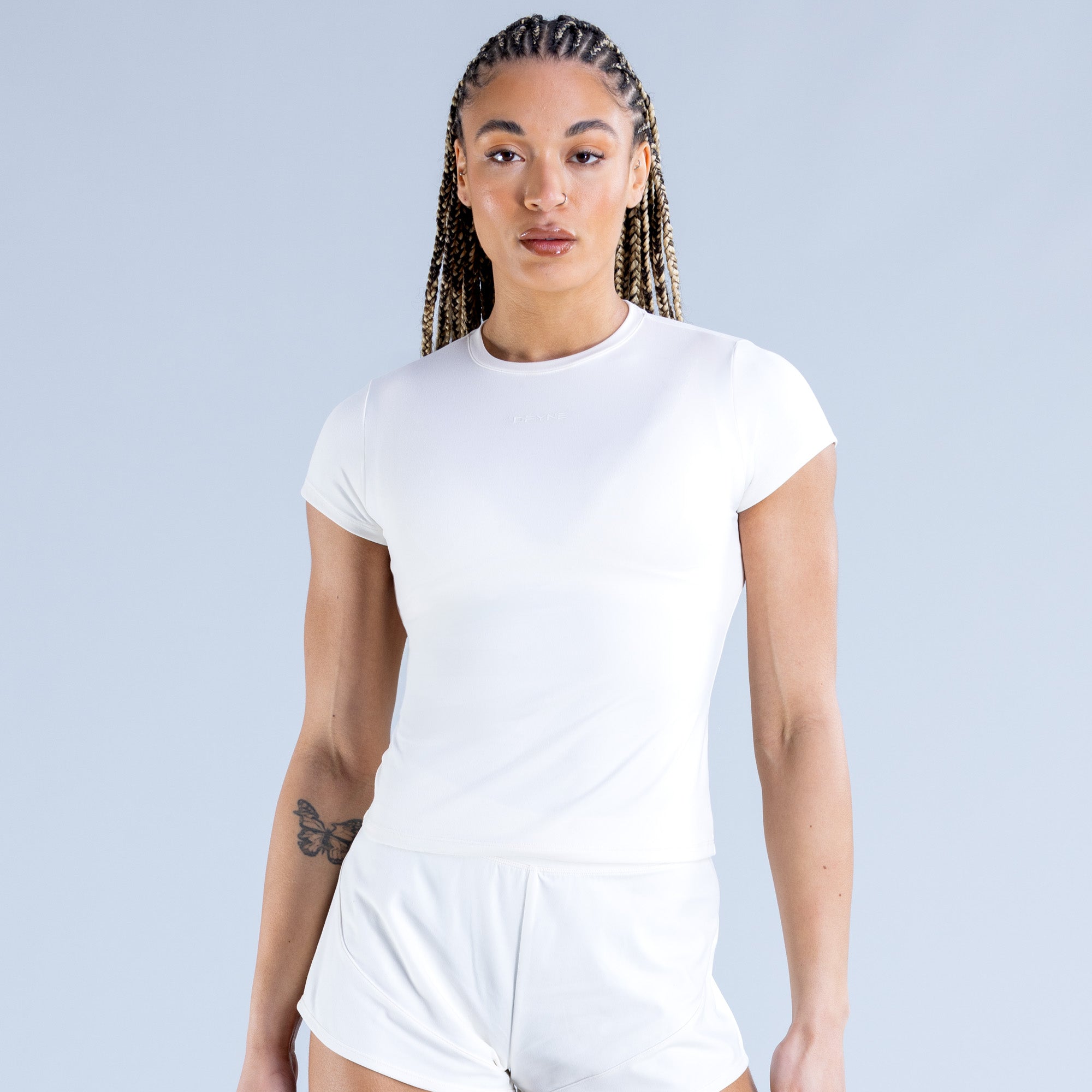 Camiseta DFYNE Origin Fitted Mujer Blancos | 6495-RVFEG