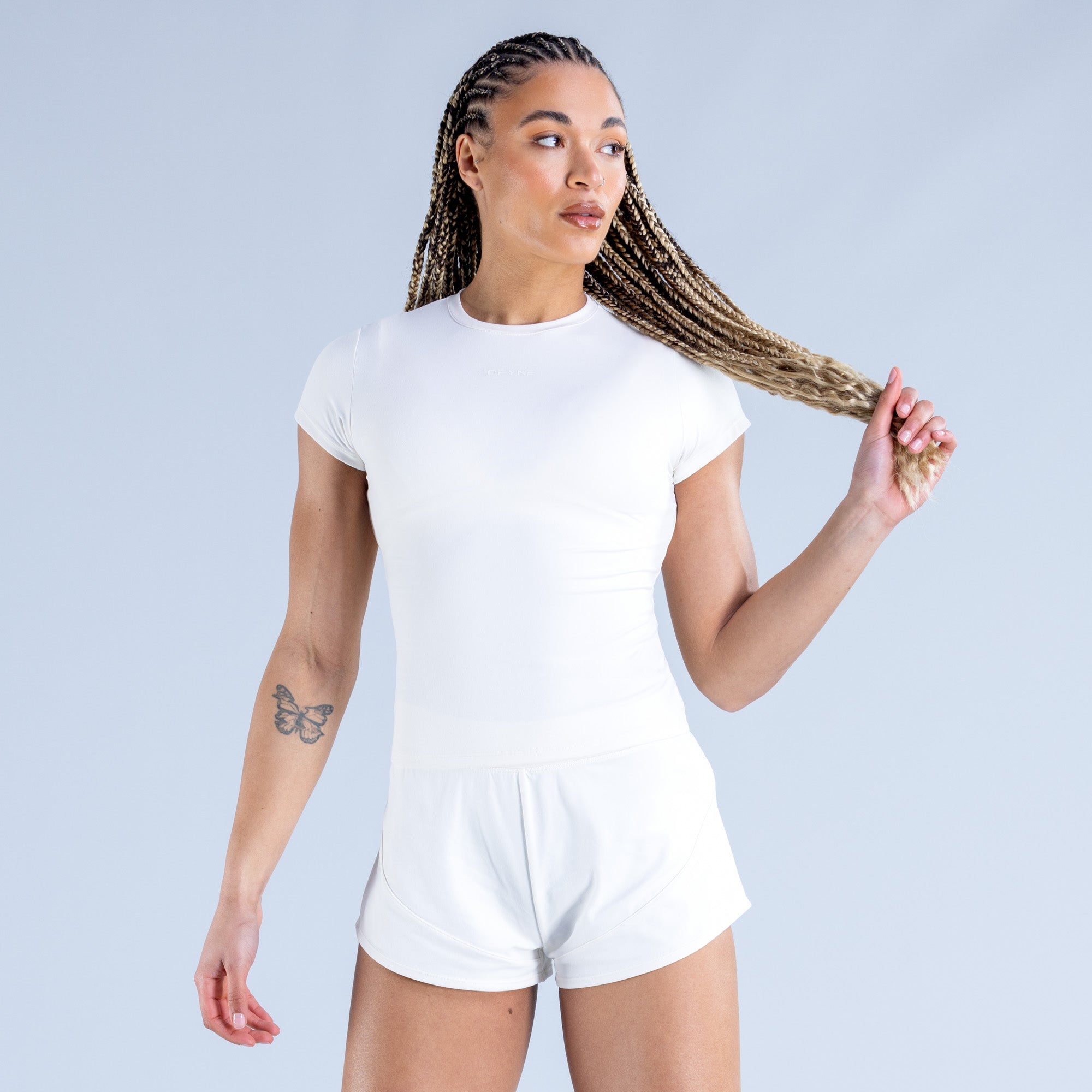 Camiseta DFYNE Origin Fitted Mujer Blancos | 6495-RVFEG