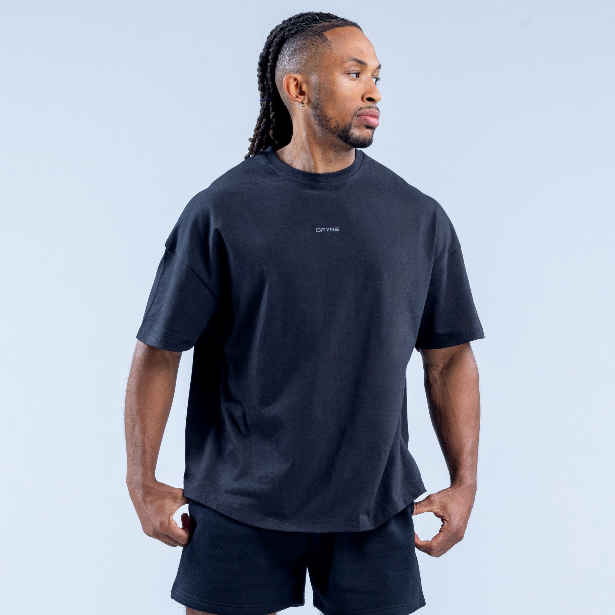 Camiseta DFYNE Recharge Hombre Negros | 9583-OBUAF