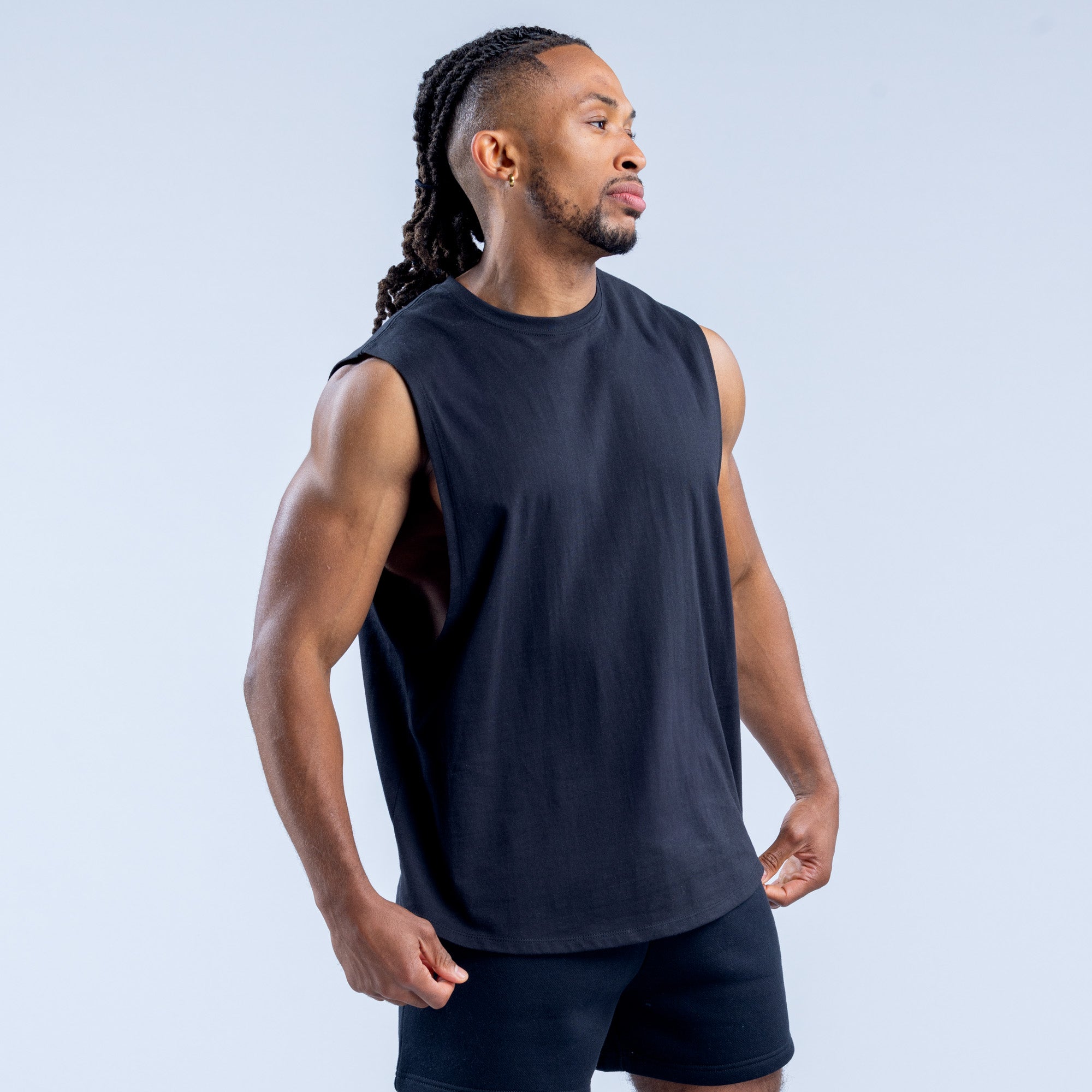 Camiseta sin Manga DFYNE Recharge Graphic Hombre Negros | 7349-BSODV