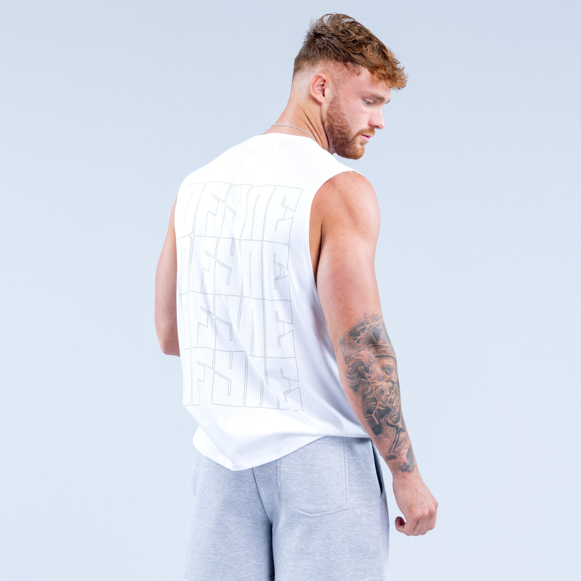 Camiseta sin Manga DFYNE Recharge Graphic Hombre Blancos | 0349-ZEITB