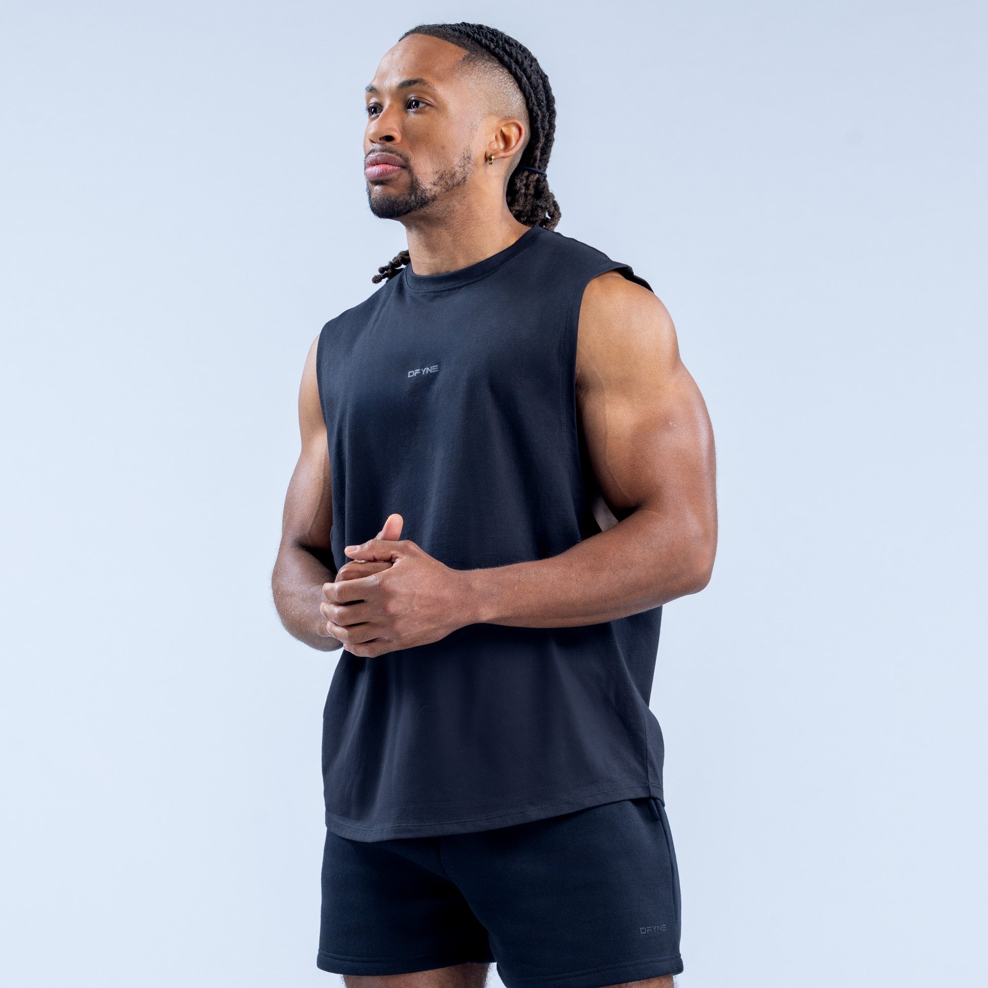 Camiseta sin Manga DFYNE Recharge Hombre Negros | 7490-BFJLX