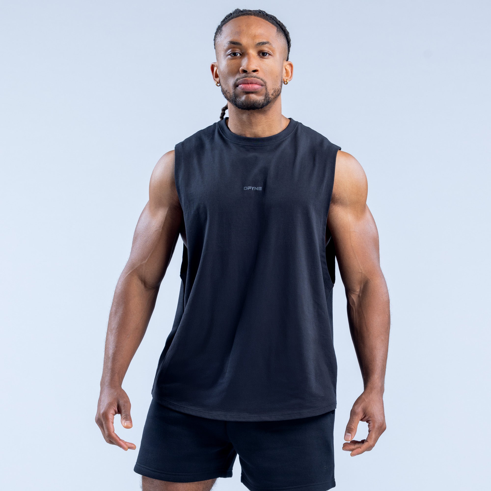 Camiseta sin Manga DFYNE Recharge Hombre Negros | 7490-BFJLX
