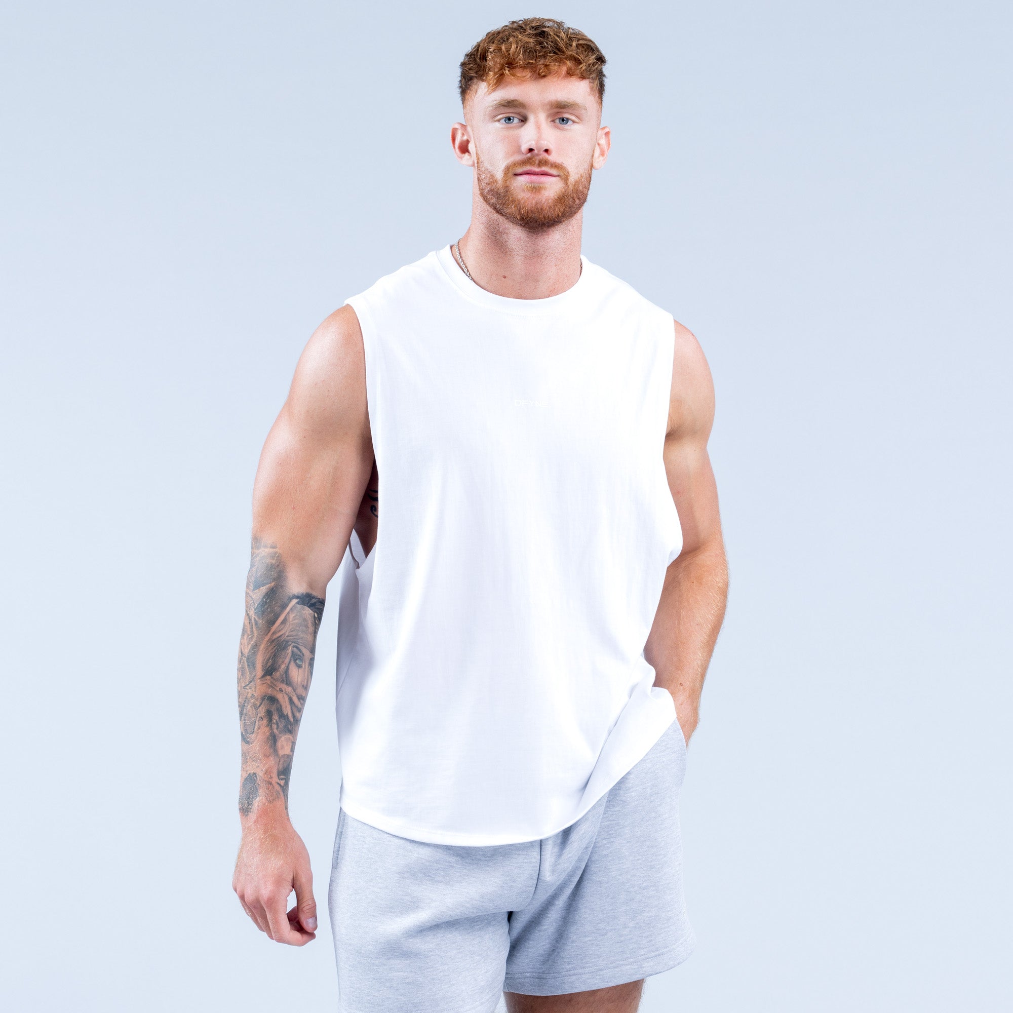 Camiseta sin Manga DFYNE Recharge Hombre Blancos | 5932-GLXJQ