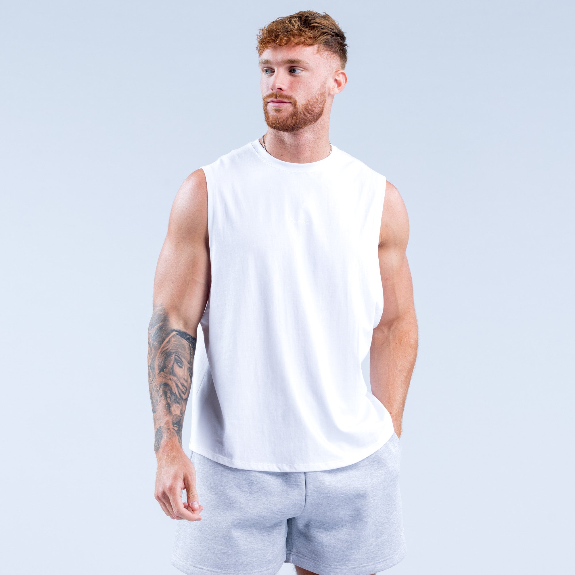 Camiseta sin Manga DFYNE Recharge Hombre Blancos | 5932-GLXJQ