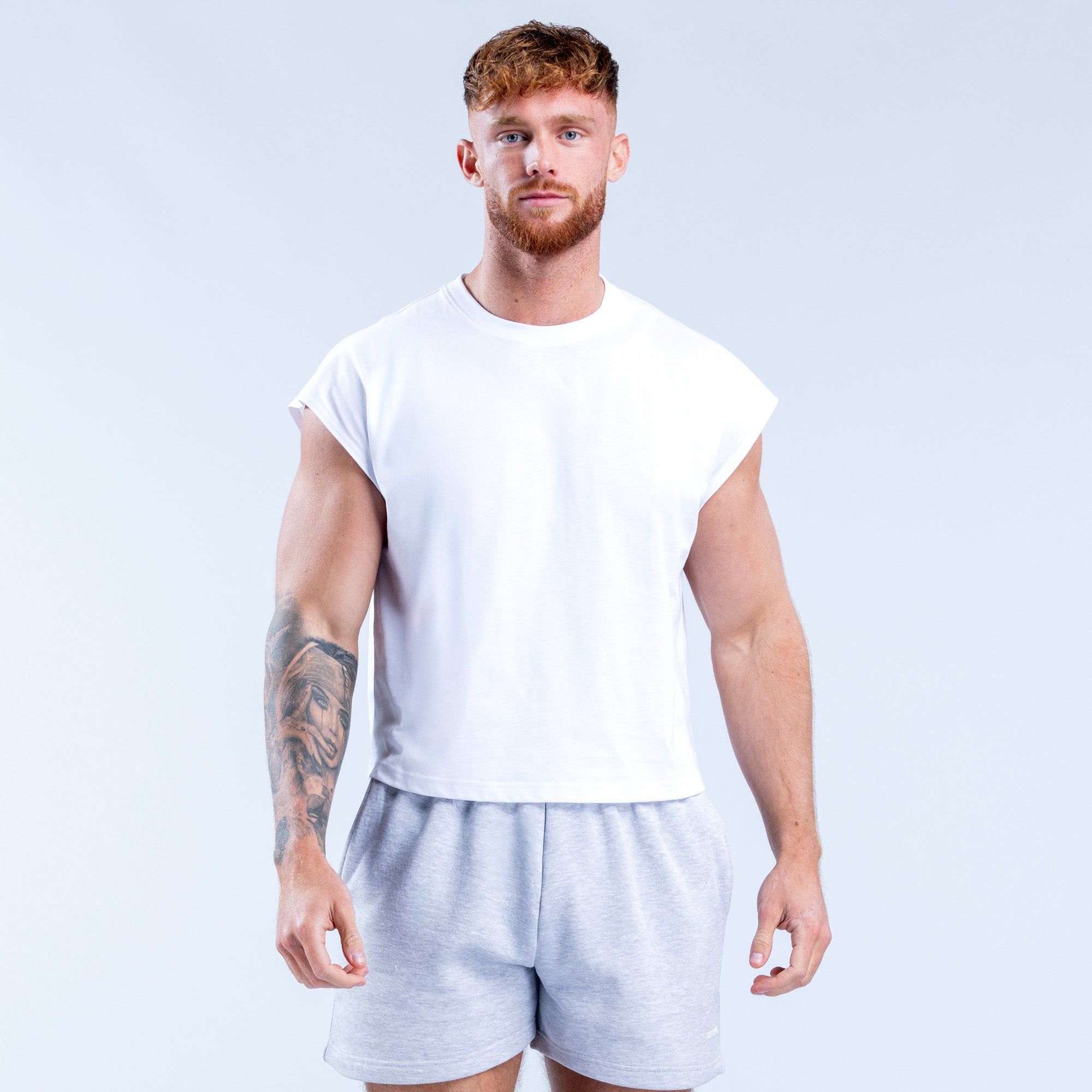 Camiseta sin Manga DFYNE Signature Crop Hombre Blancos | 8247-JXOSB