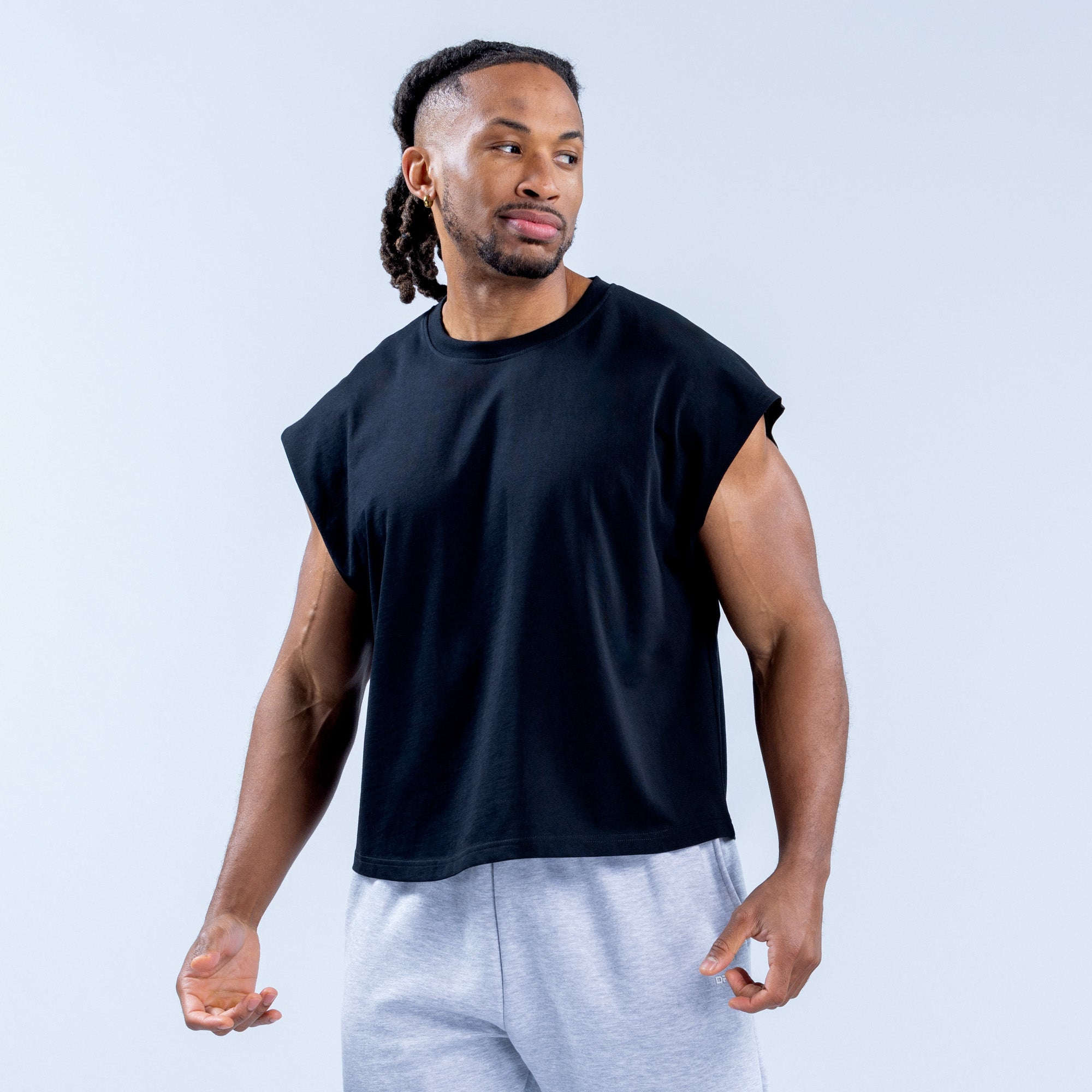 Camiseta sin Manga DFYNE Signature Crop Hombre Negros | 9234-GSLQR