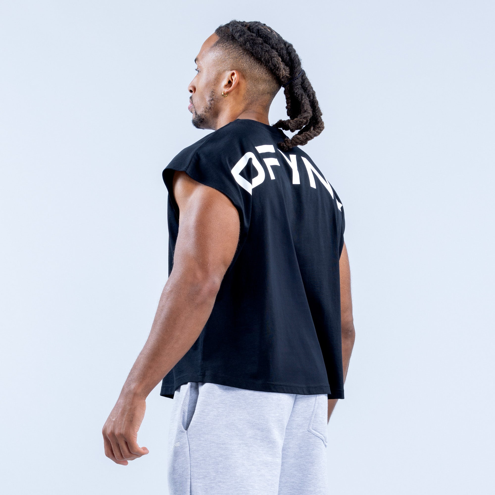 Camiseta sin Manga DFYNE Signature Crop Hombre Negros | 9234-GSLQR