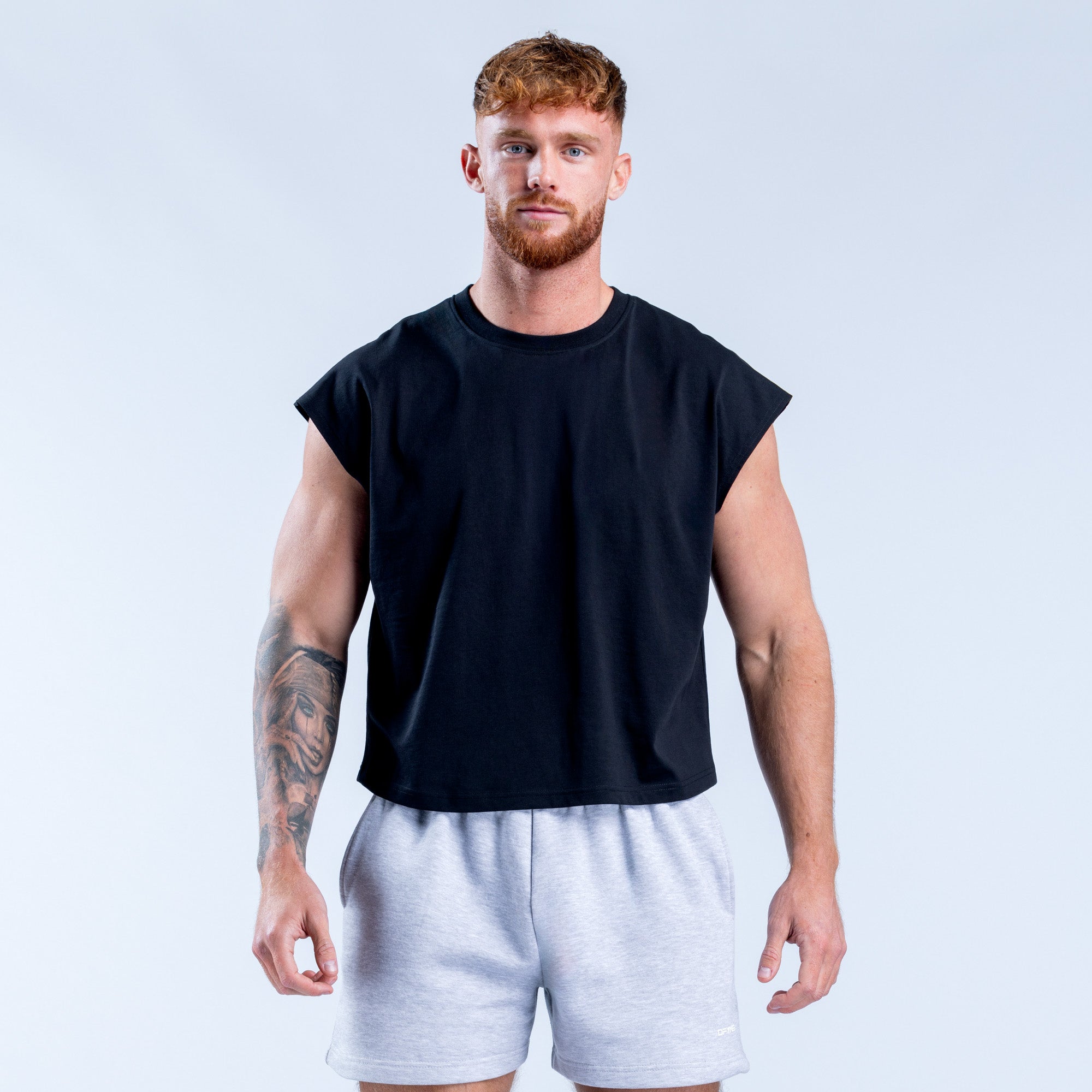 Camiseta sin Manga DFYNE Signature Crop Hombre Negros | 9234-GSLQR