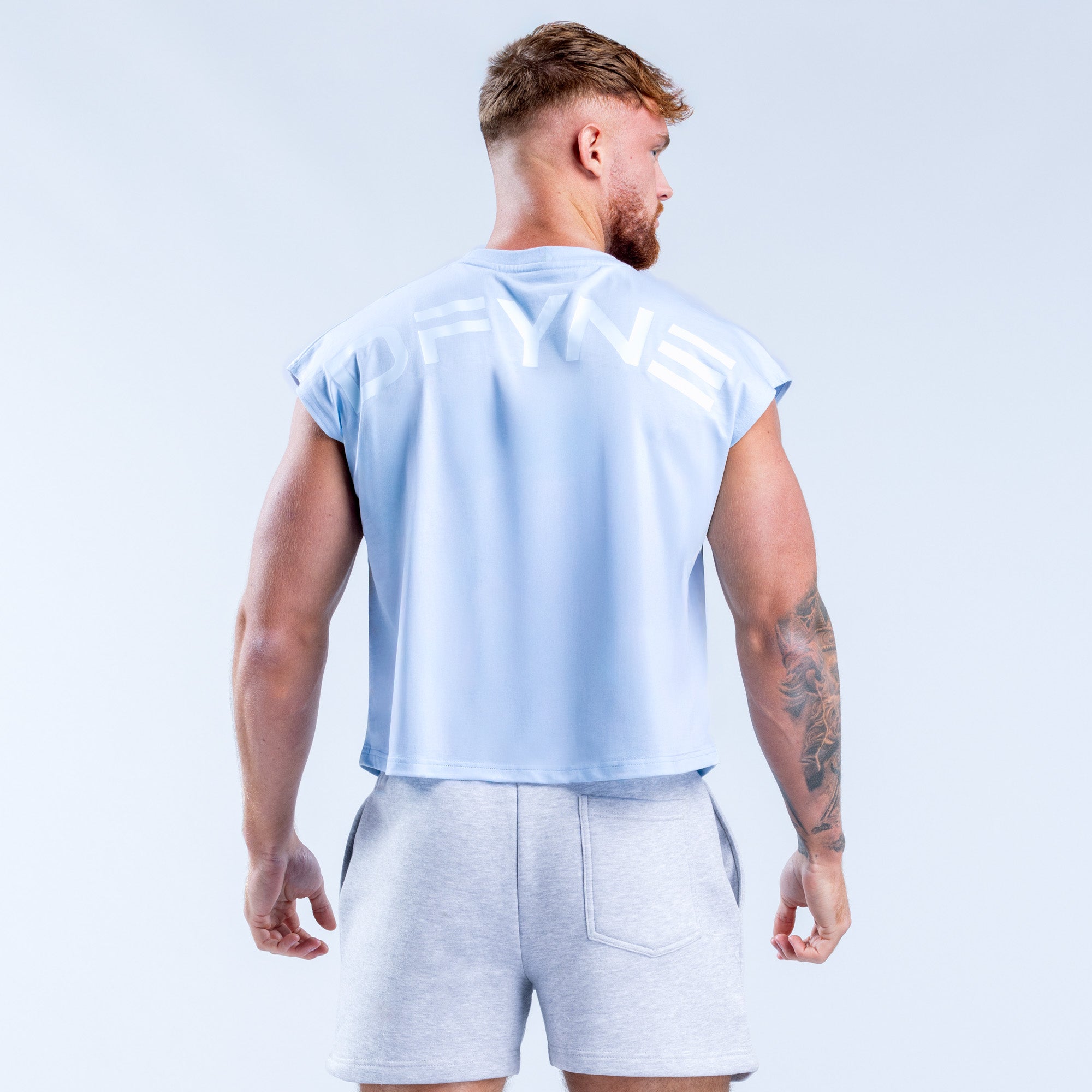 Camiseta sin Manga DFYNE Signature Crop Hombre Azules | 6415-NJPQS