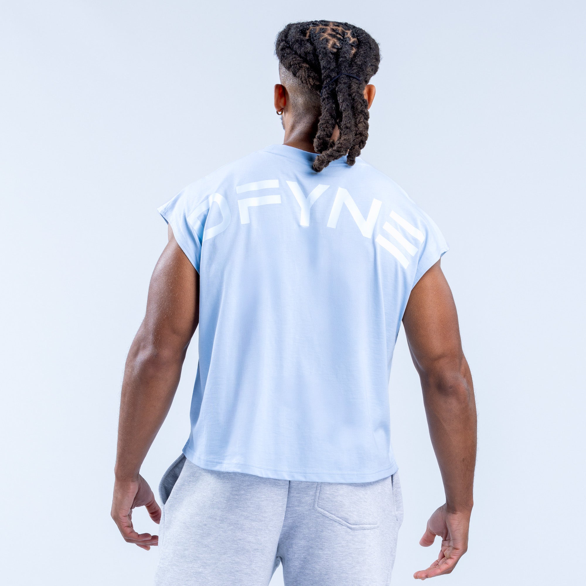 Camiseta sin Manga DFYNE Signature Crop Hombre Azules | 6415-NJPQS