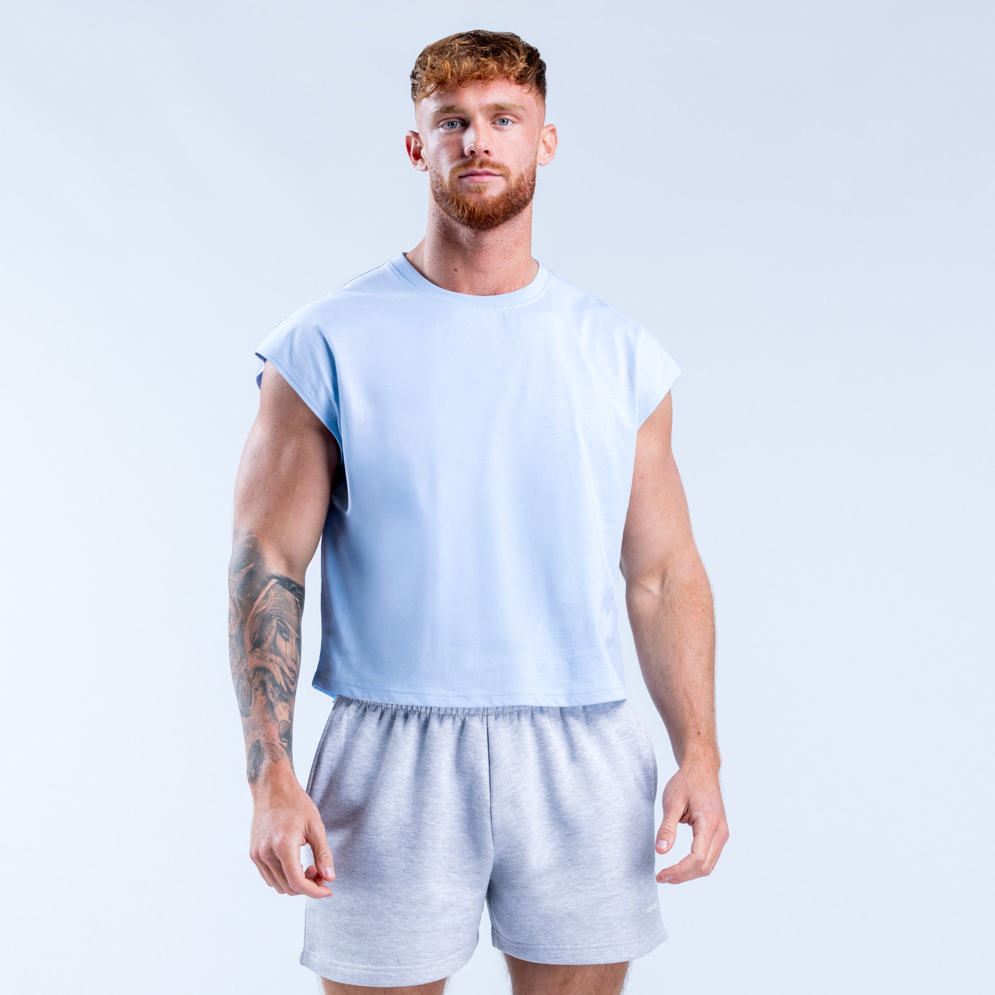 Camiseta sin Manga DFYNE Signature Crop Hombre Azules | 6415-NJPQS