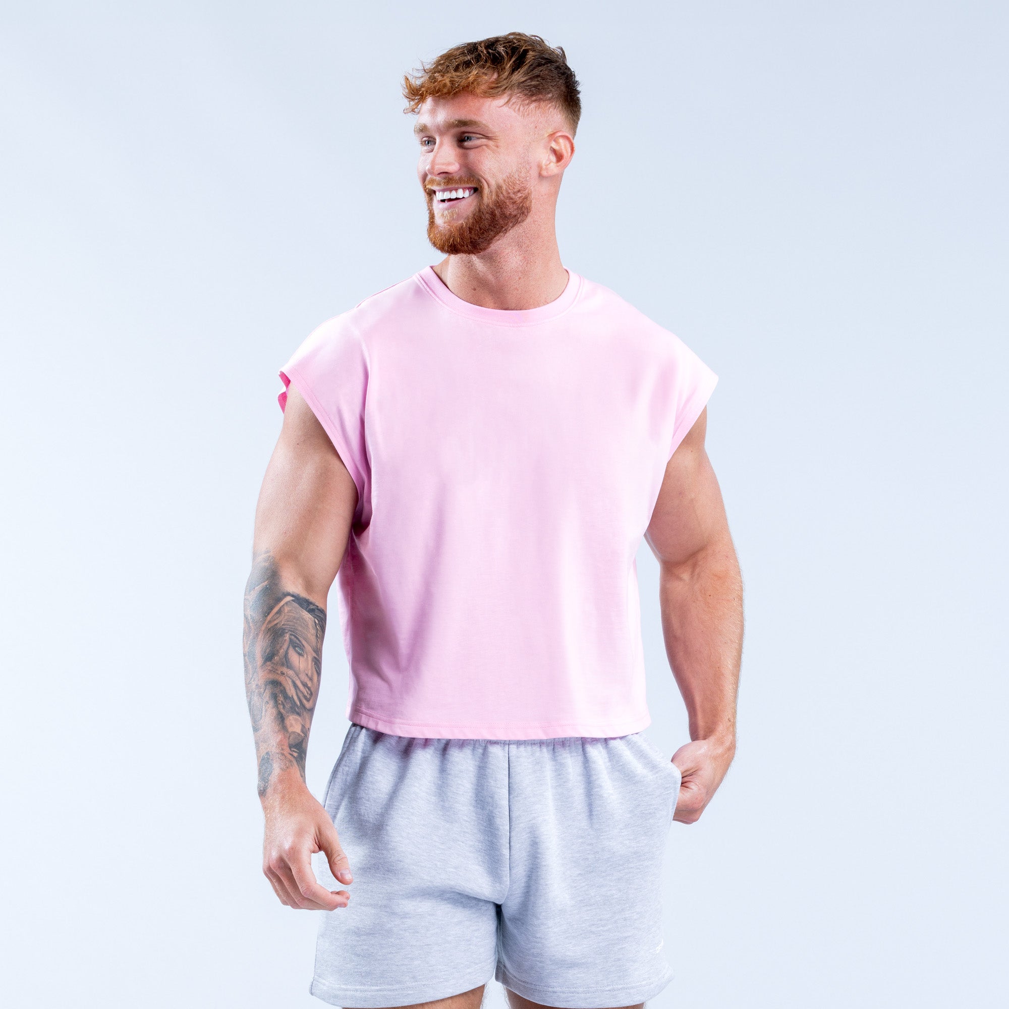 Camiseta sin Manga DFYNE Signature Crop Hombre Rosas Claro Rosas | 0674-CNHOW