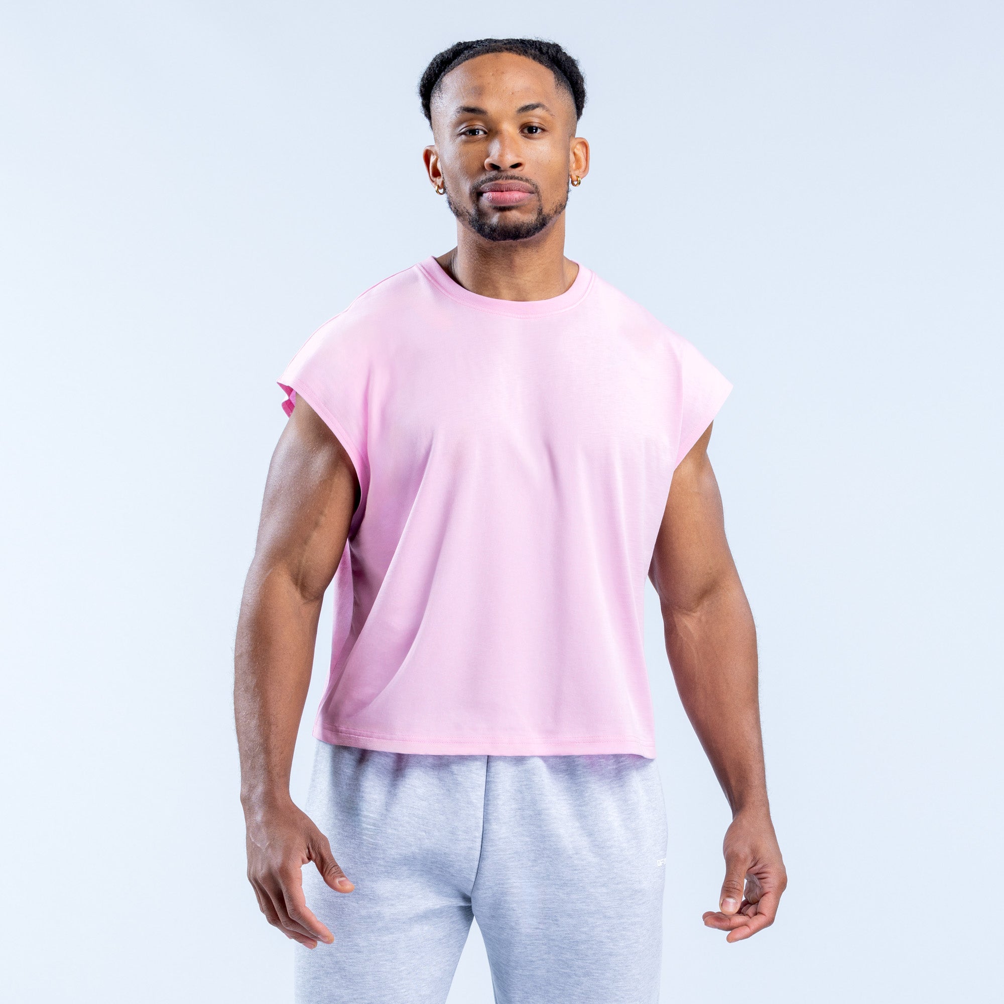Camiseta sin Manga DFYNE Signature Crop Hombre Rosas Claro Rosas | 0674-CNHOW