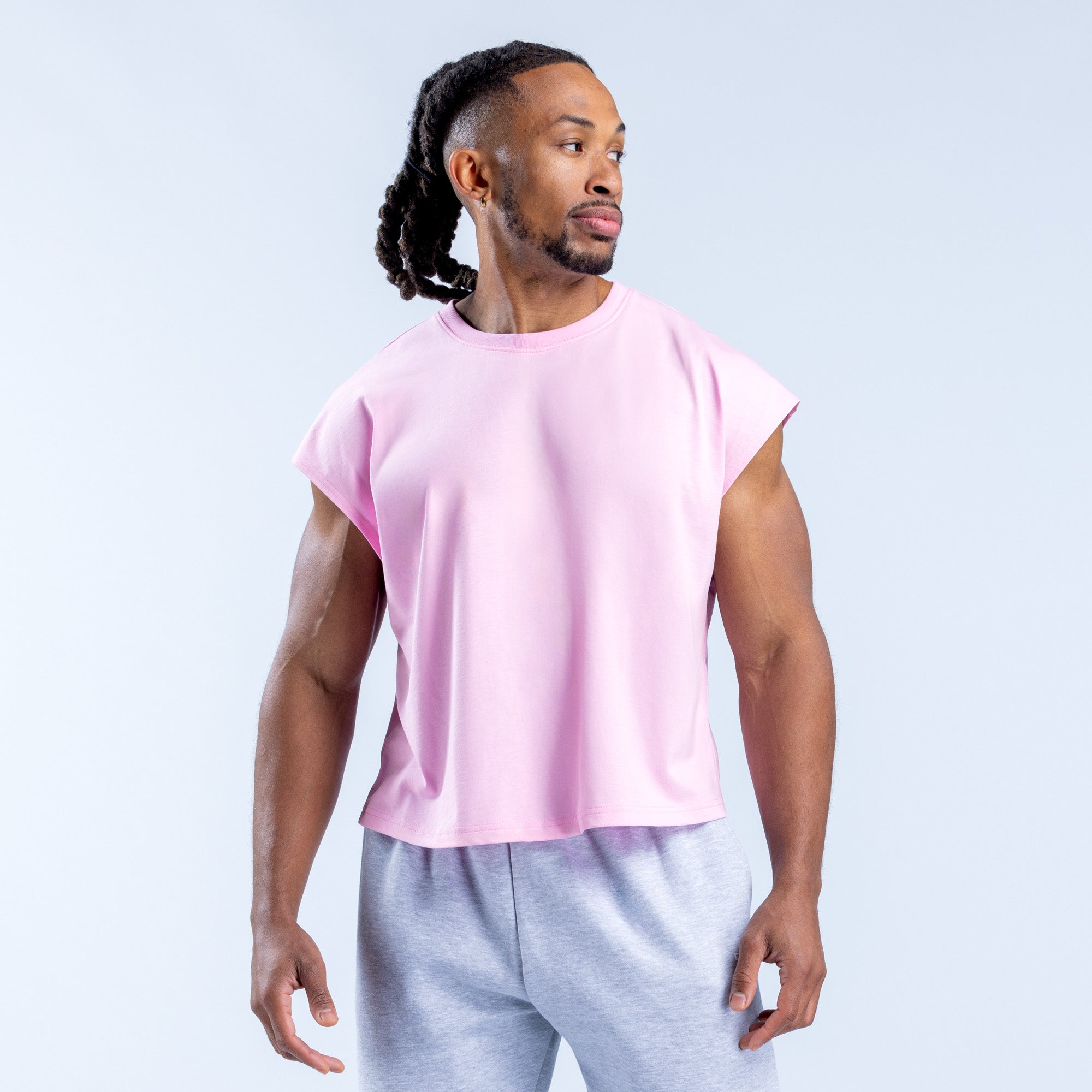 Camiseta sin Manga DFYNE Signature Crop Hombre Rosas Claro Rosas | 0674-CNHOW