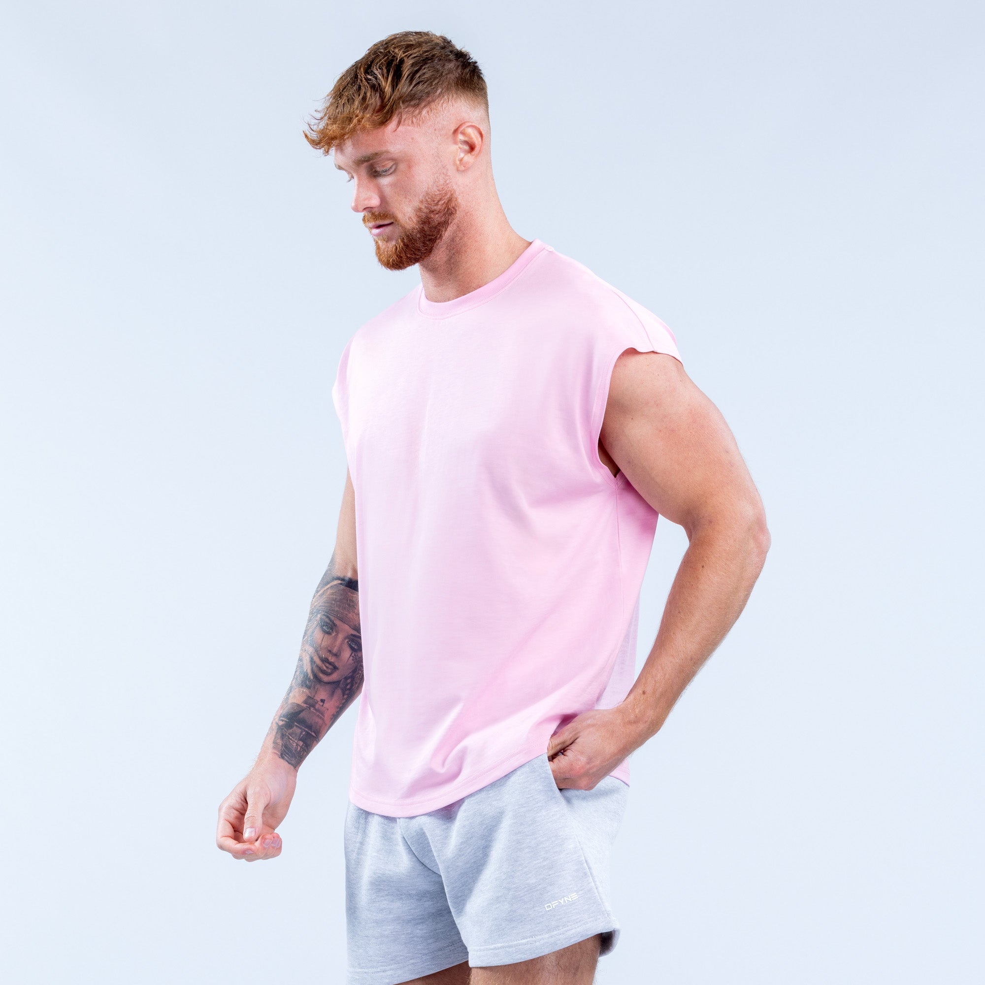 Camiseta sin Manga DFYNE Signature Hombre Rosas Claro Rosas | 7258-WCRMY