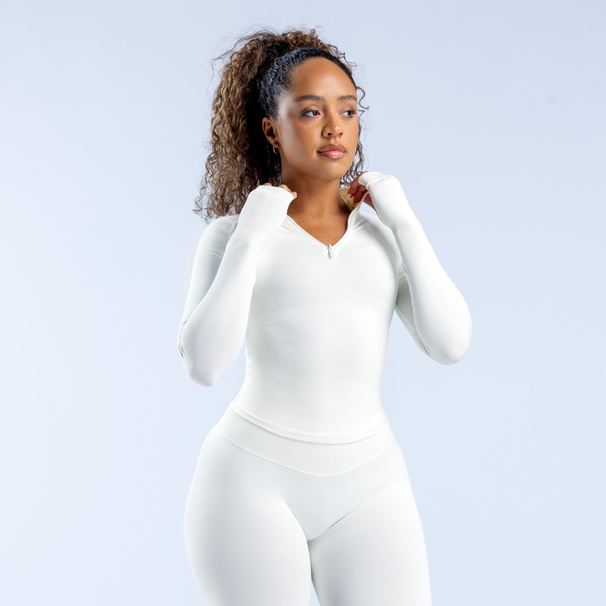 Chamarras DFYNE Impact Half Zippy Mujer Blancos | 2465-AVGOF