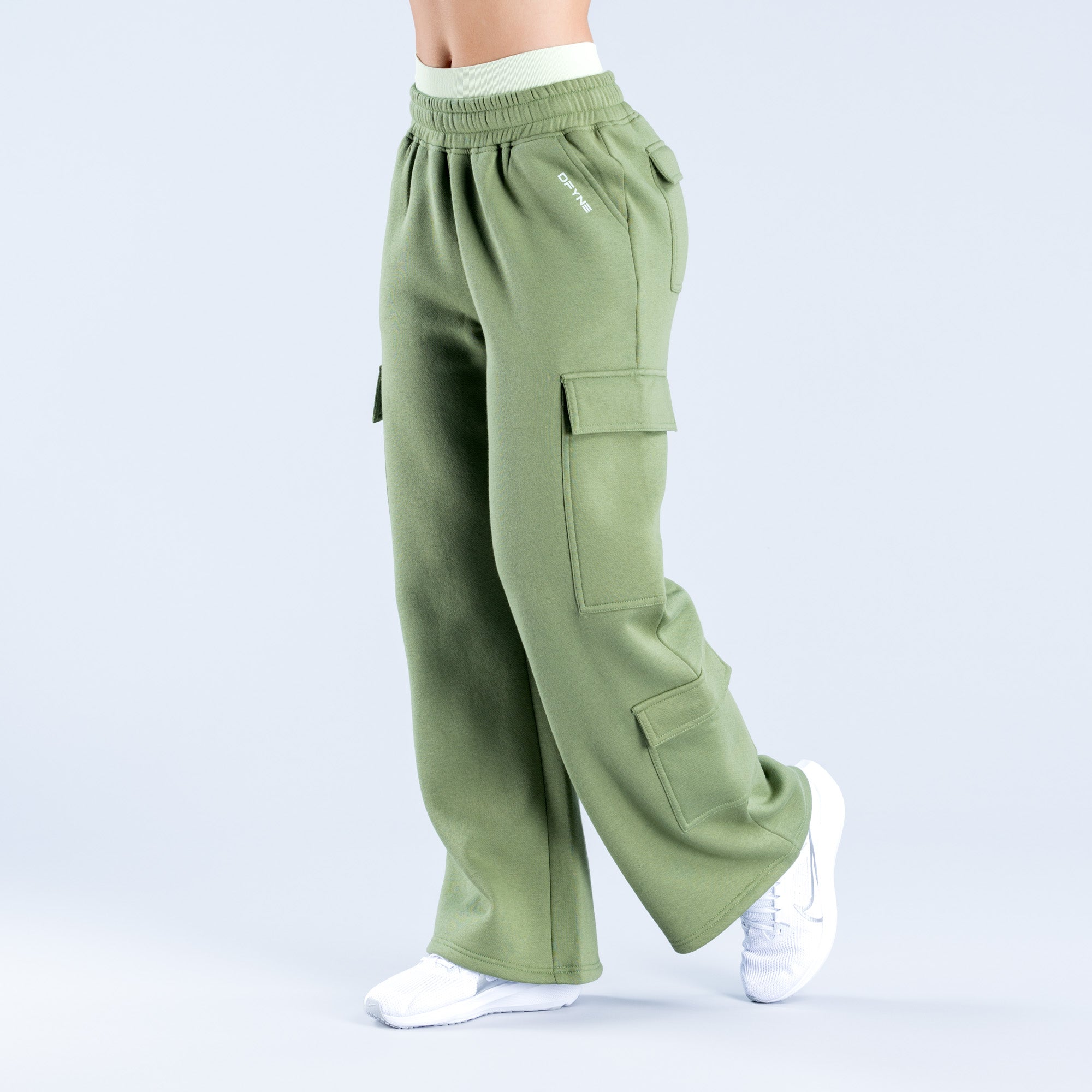 Pantalon Jogger DFYNE Lanyi Edit Wide Leg Cargo Mujer Verdes Oscuro | 4910-ZTIHY