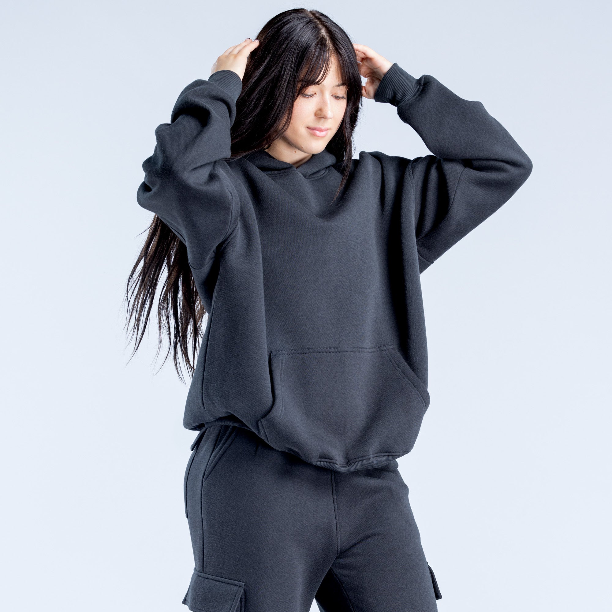Sudadera con Capucha DFYNE Lanyi Edit Oversized Mujer Negros | 7351-MCENT
