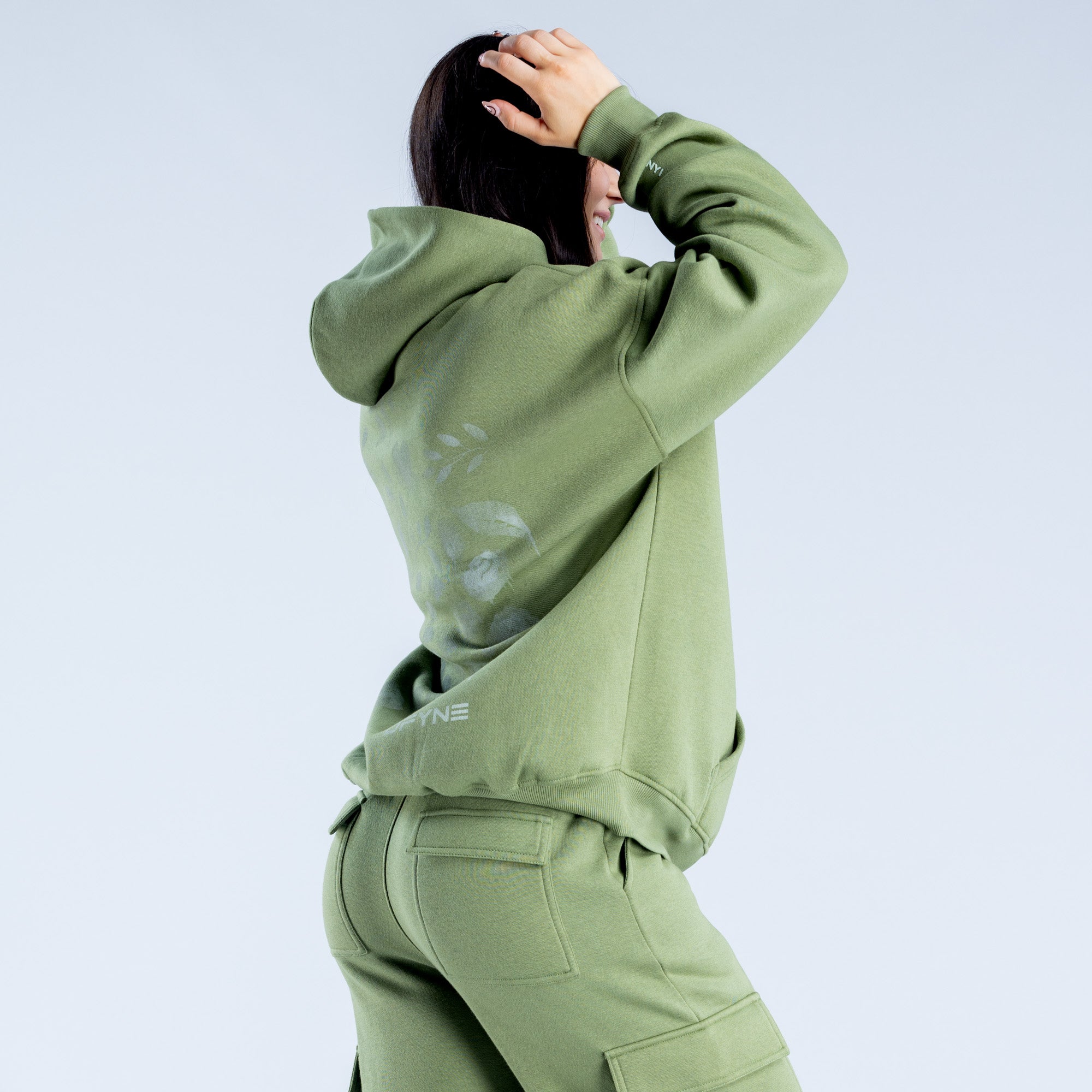 Sudadera con Capucha DFYNE Lanyi Edit Oversized Mujer Verdes Oscuro | 2834-HLEON
