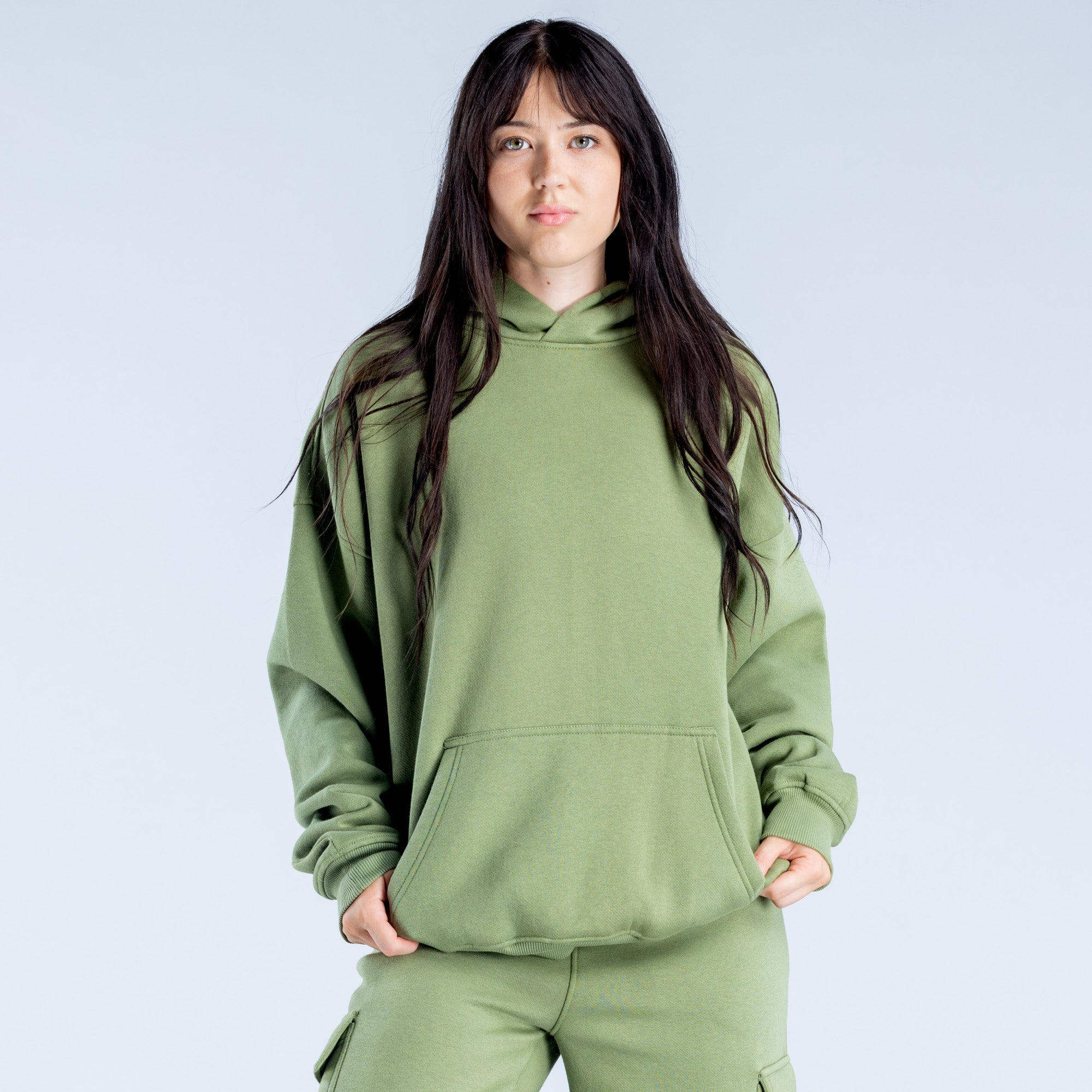 Sudadera con Capucha DFYNE Lanyi Edit Oversized Mujer Verdes Oscuro | 2834-HLEON