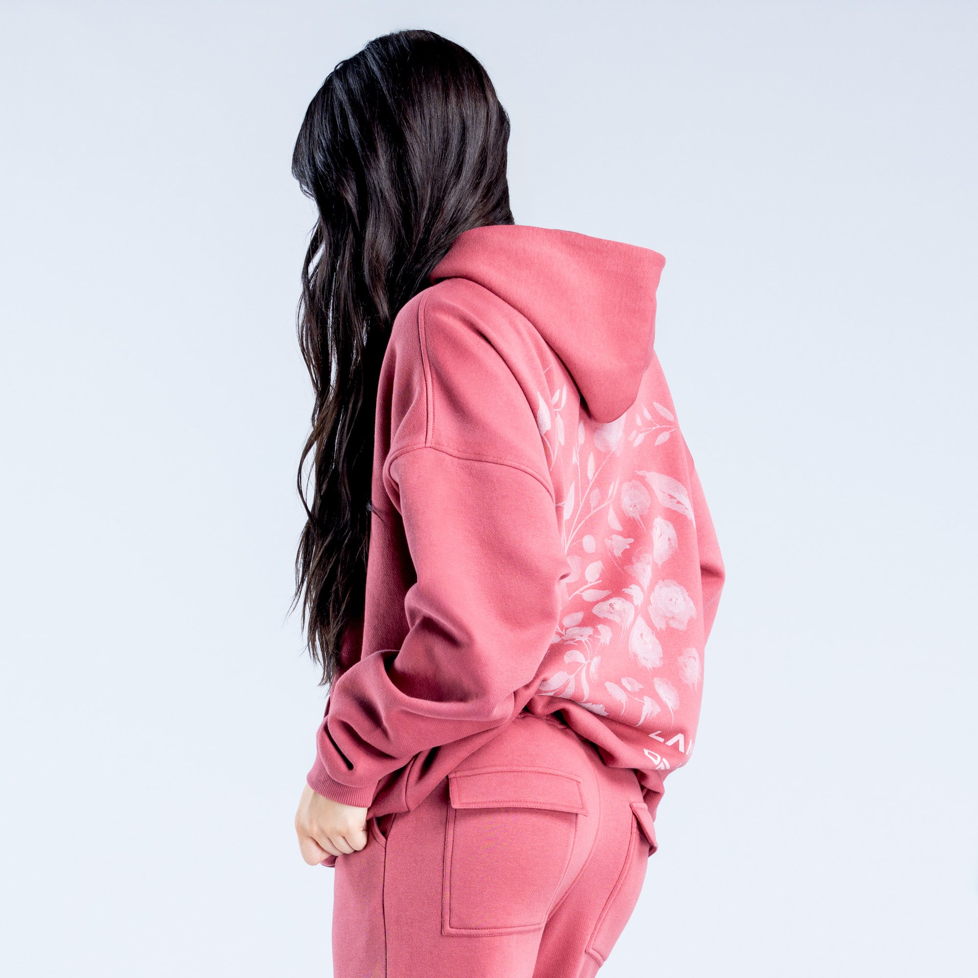 Sudadera con Capucha DFYNE Lanyi Edit Oversized Mujer Rosas Oscuro | 2581-ZFMRA