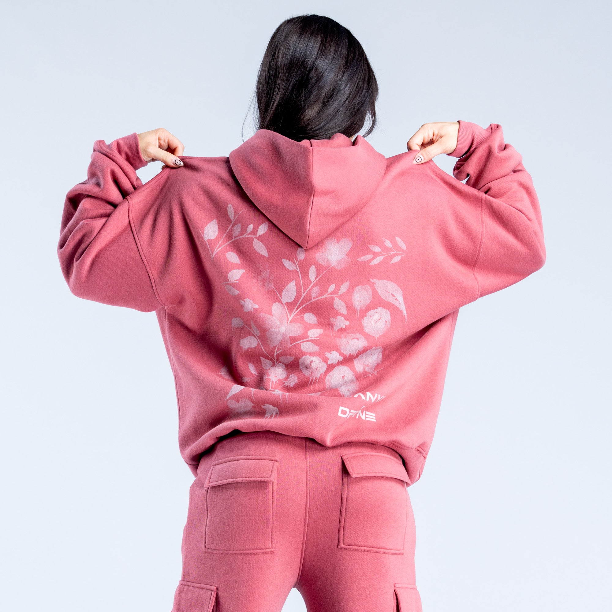 Sudadera con Capucha DFYNE Lanyi Edit Oversized Mujer Rosas Oscuro | 2581-ZFMRA