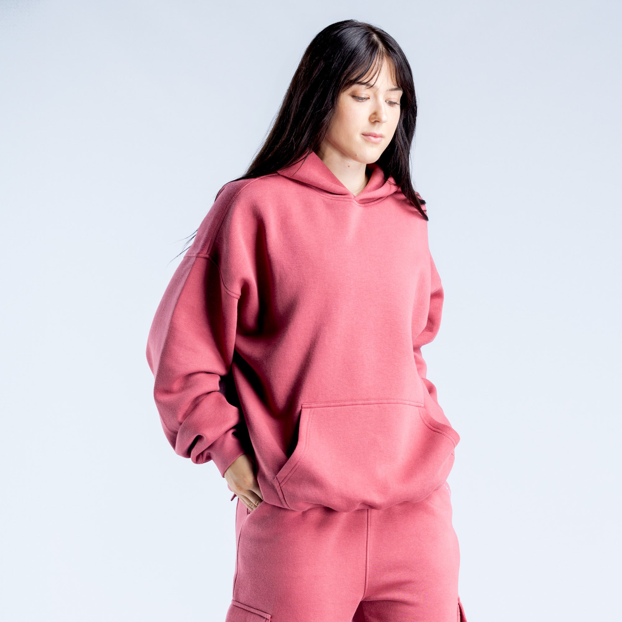 Sudadera con Capucha DFYNE Lanyi Edit Oversized Mujer Rosas Oscuro | 2581-ZFMRA