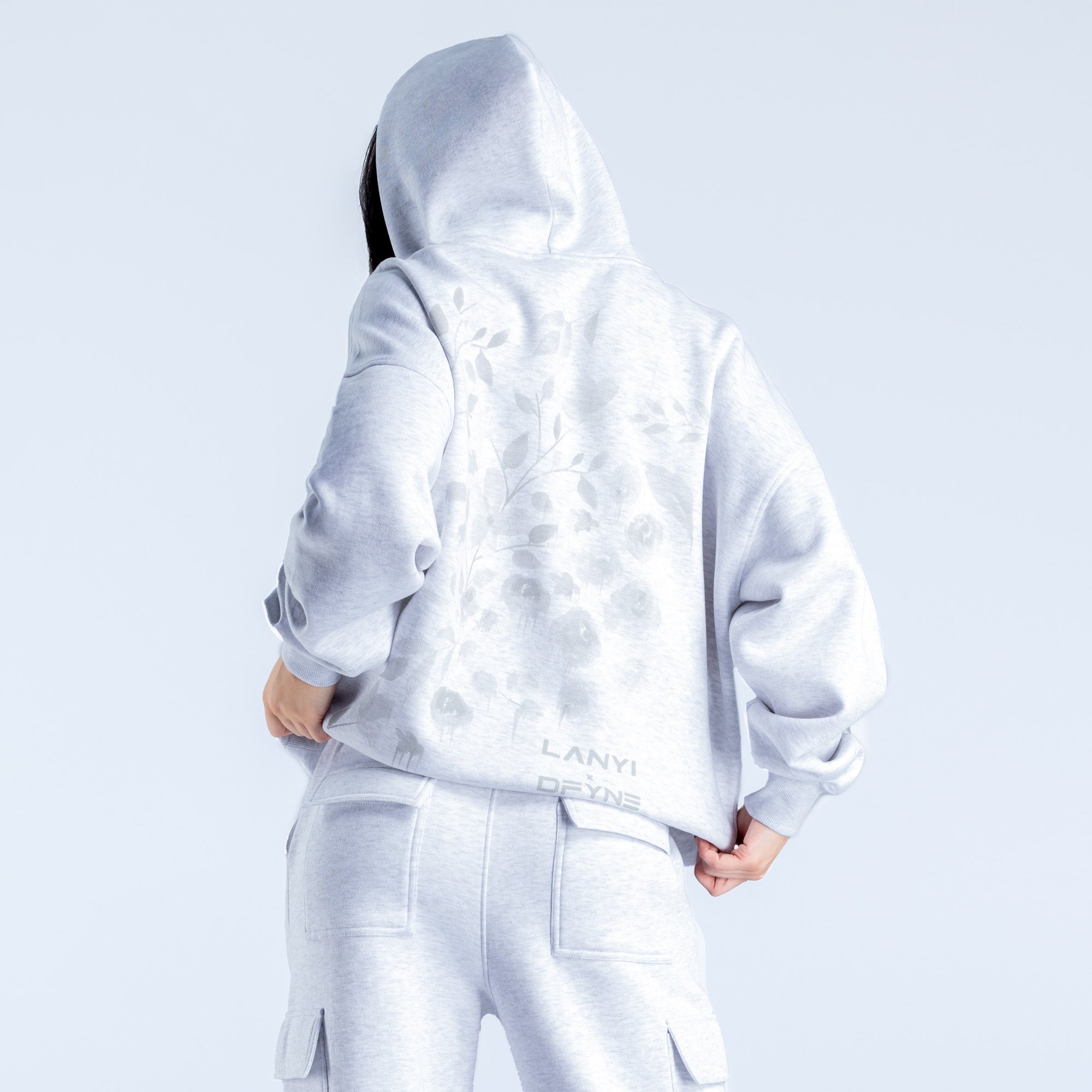 Sudadera con Capucha DFYNE Lanyi Edit Oversized Mujer Grises | 7635-CZLQX