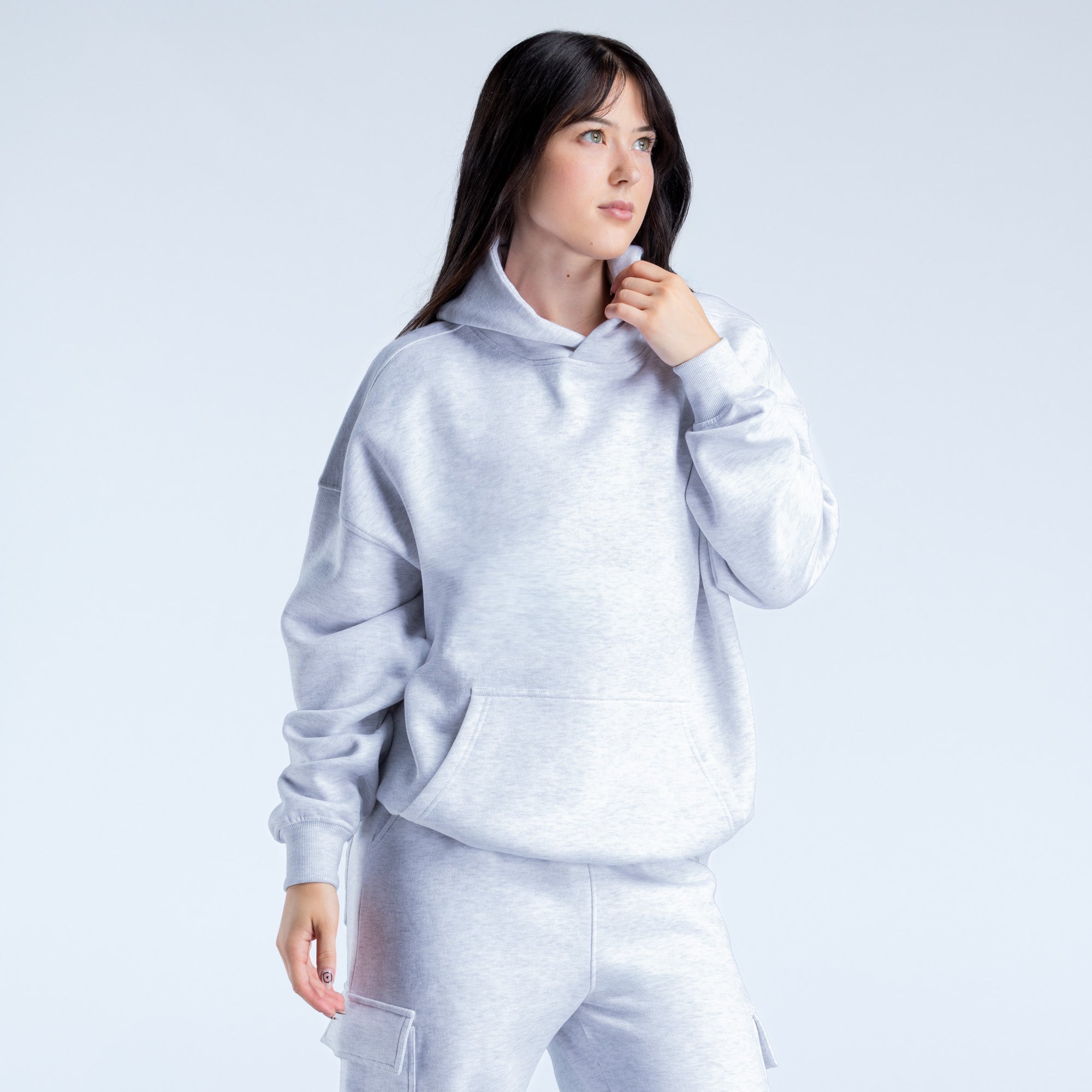Sudadera con Capucha DFYNE Lanyi Edit Oversized Mujer Grises | 7635-CZLQX