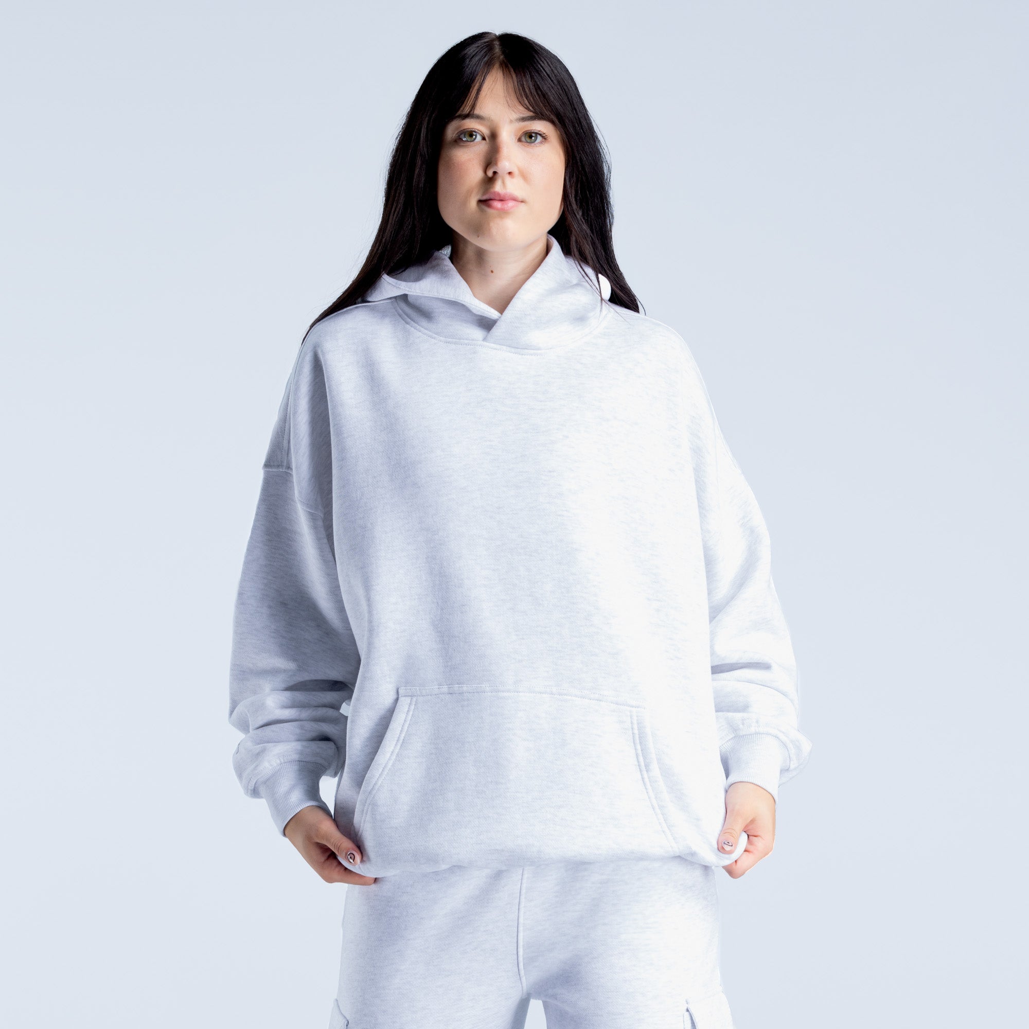 Sudadera con Capucha DFYNE Lanyi Edit Oversized Mujer Grises | 7635-CZLQX