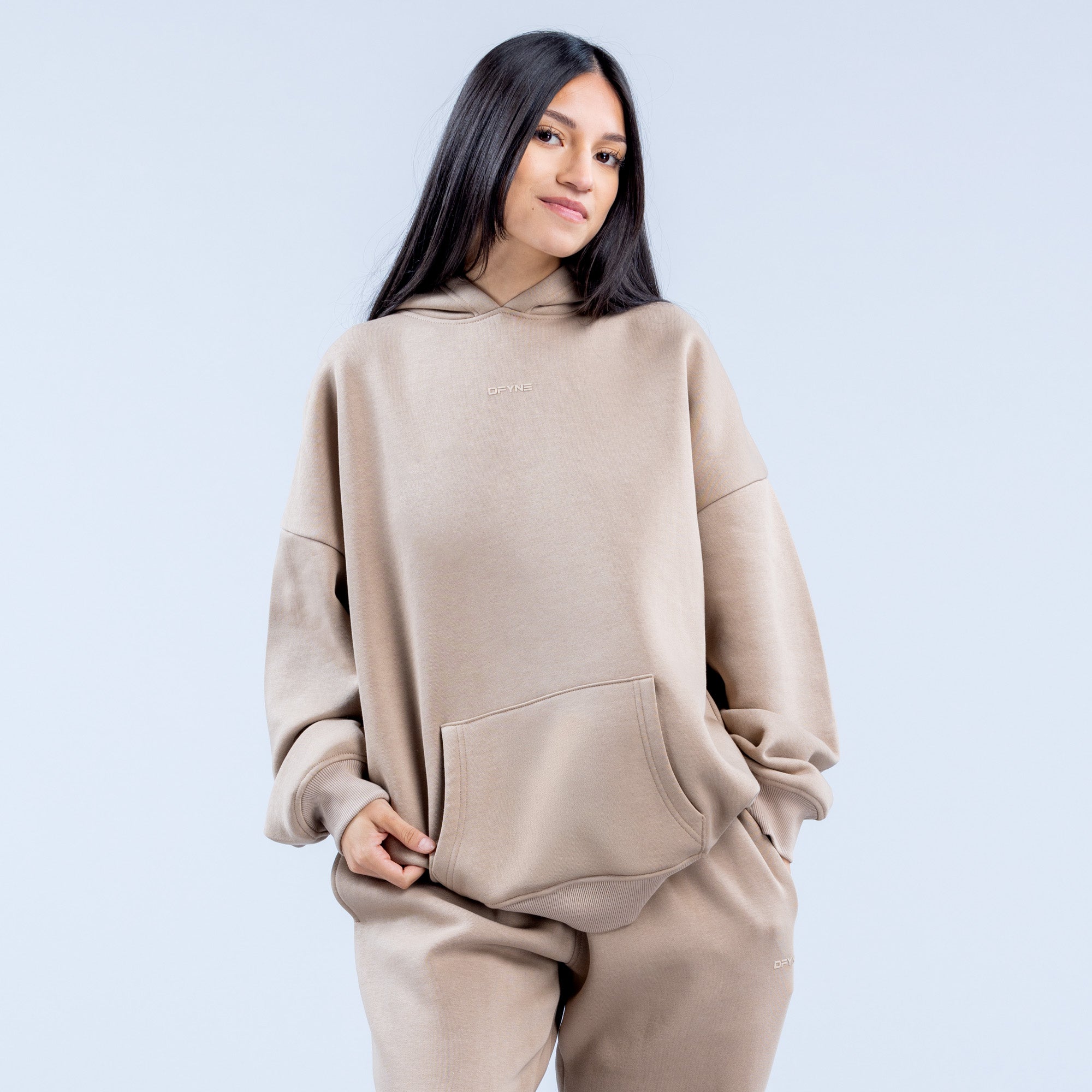 Sudadera con Capucha DFYNE Revive Heavy Weight Mujer Beige | 9546-JXIKA