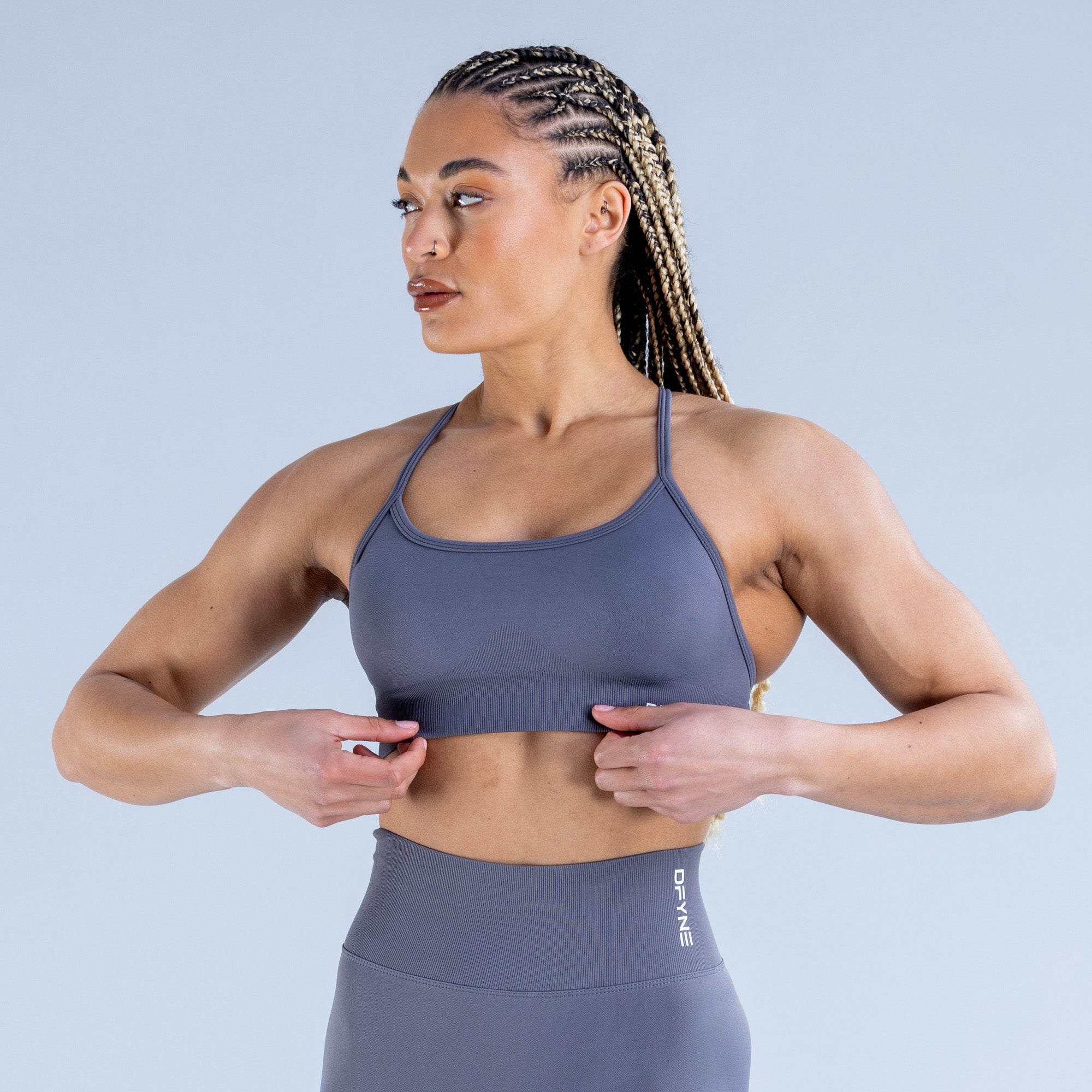 Sujetador Deportivo DFYNE Dynamic Backless Mujer Grises Oscuro | 7306-PSUAN
