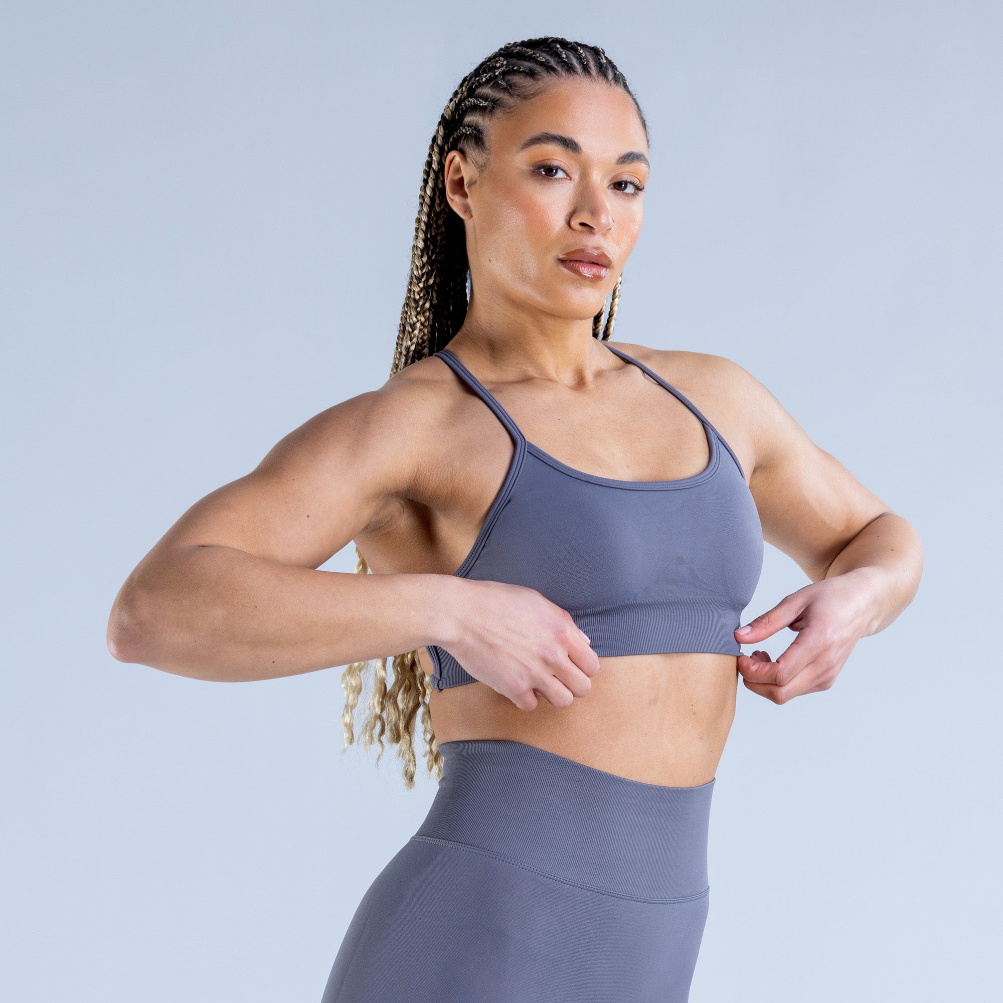 Sujetador Deportivo DFYNE Dynamic Backless Mujer Grises Oscuro | 7306-PSUAN